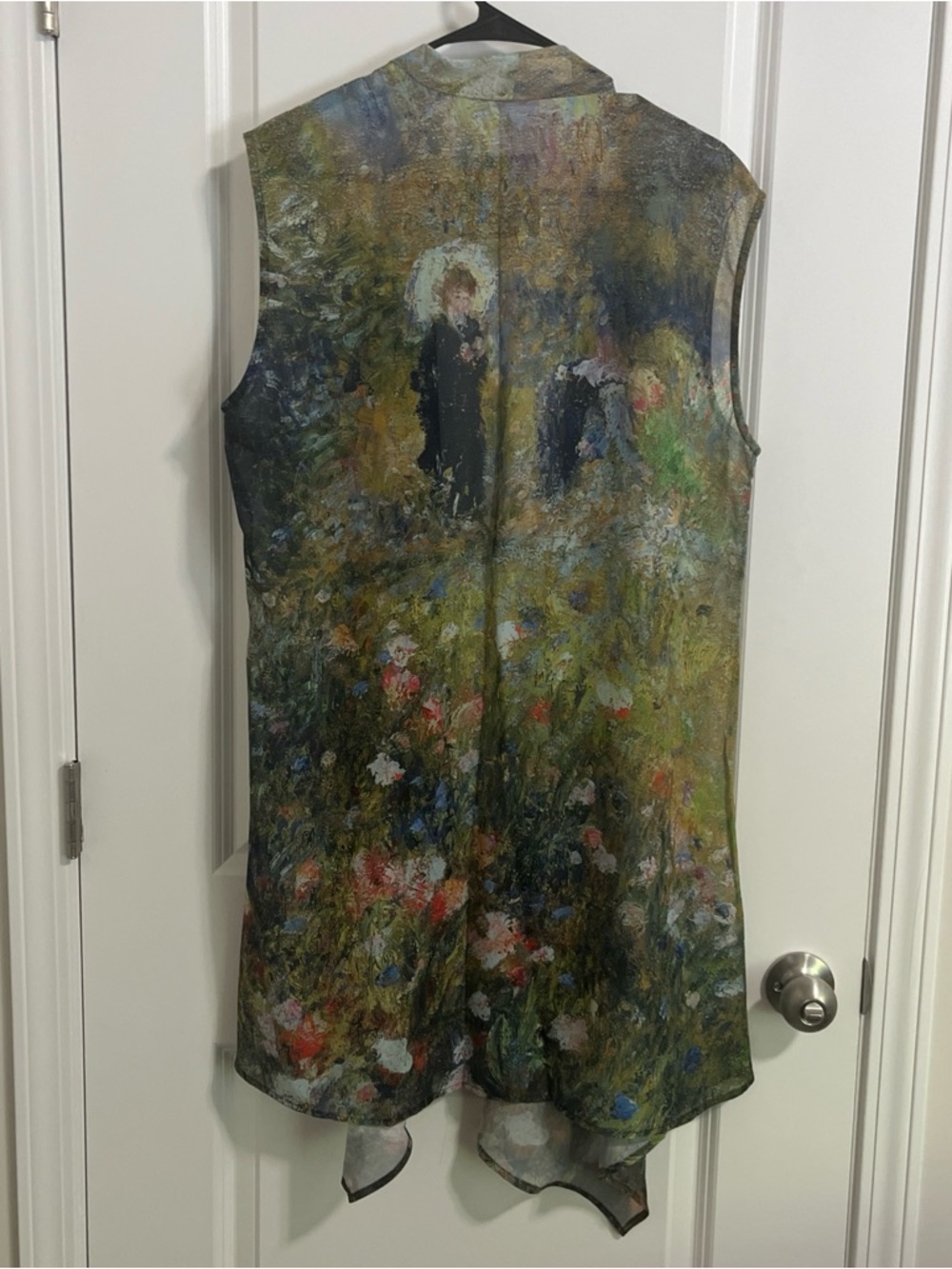Pierre Renoir Woman With Parasol In A Garden Sleeveless Duster Galleria Sz XL